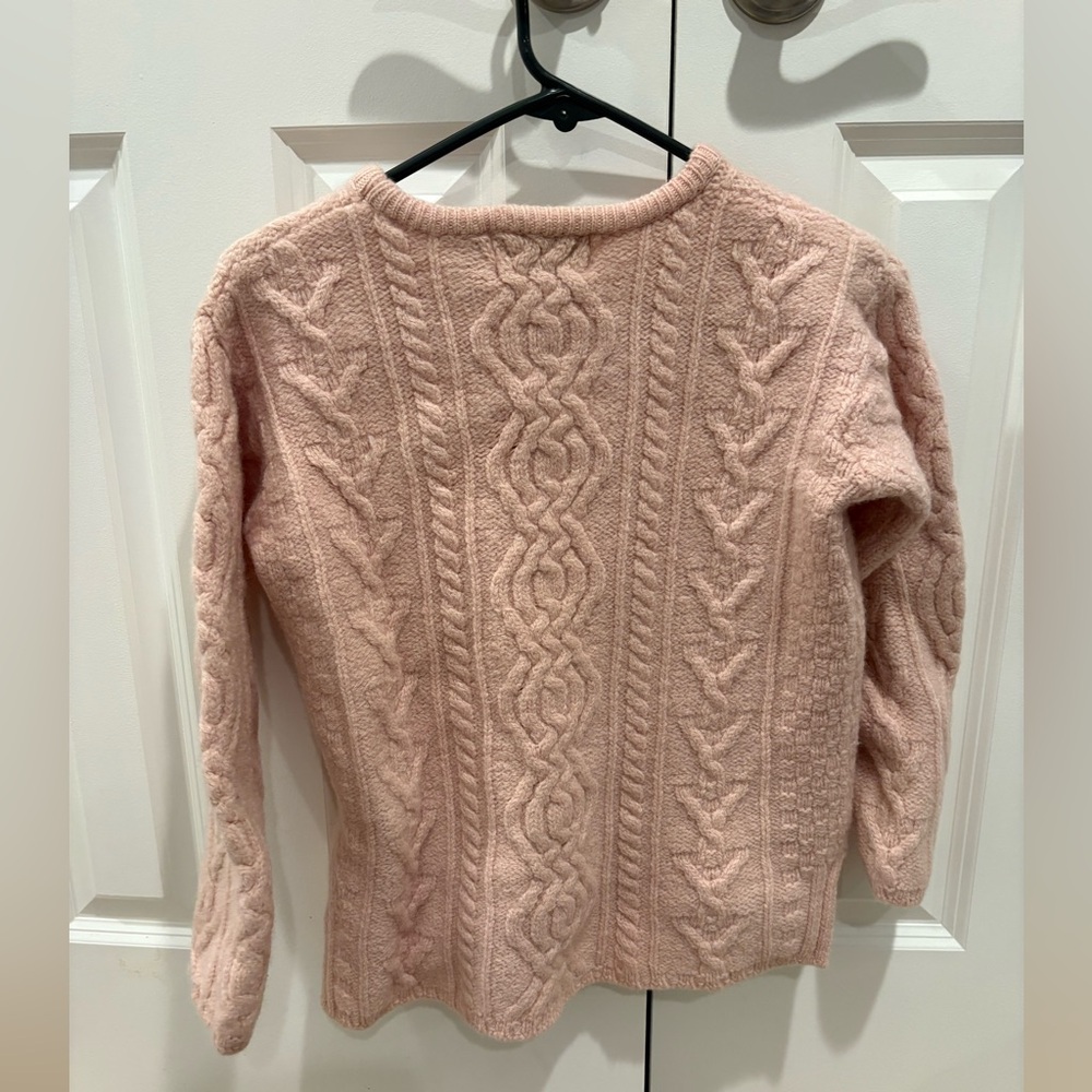 100% Merino Wool Cable Knit Sweater Size Xs Oversized Pink - Picture 3 of 3